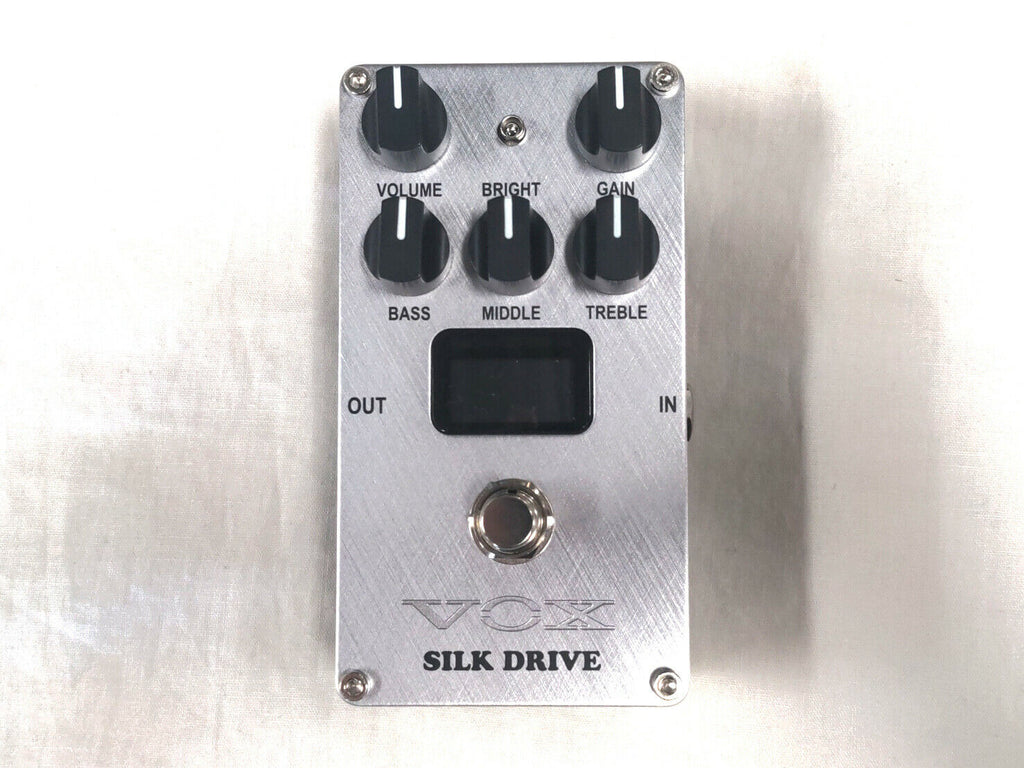 Vox Valvenergy Silk Drive overdrive pedal — silver top panel view