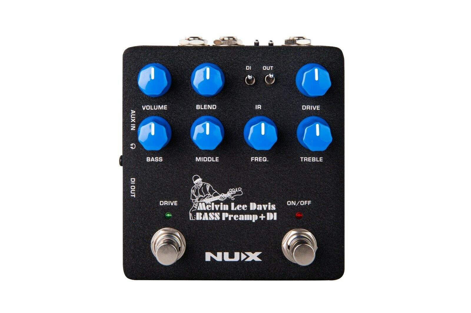 NUX NBP-5 Melvin Lee Davis bass preamp & DI pedal — black with blue knobs