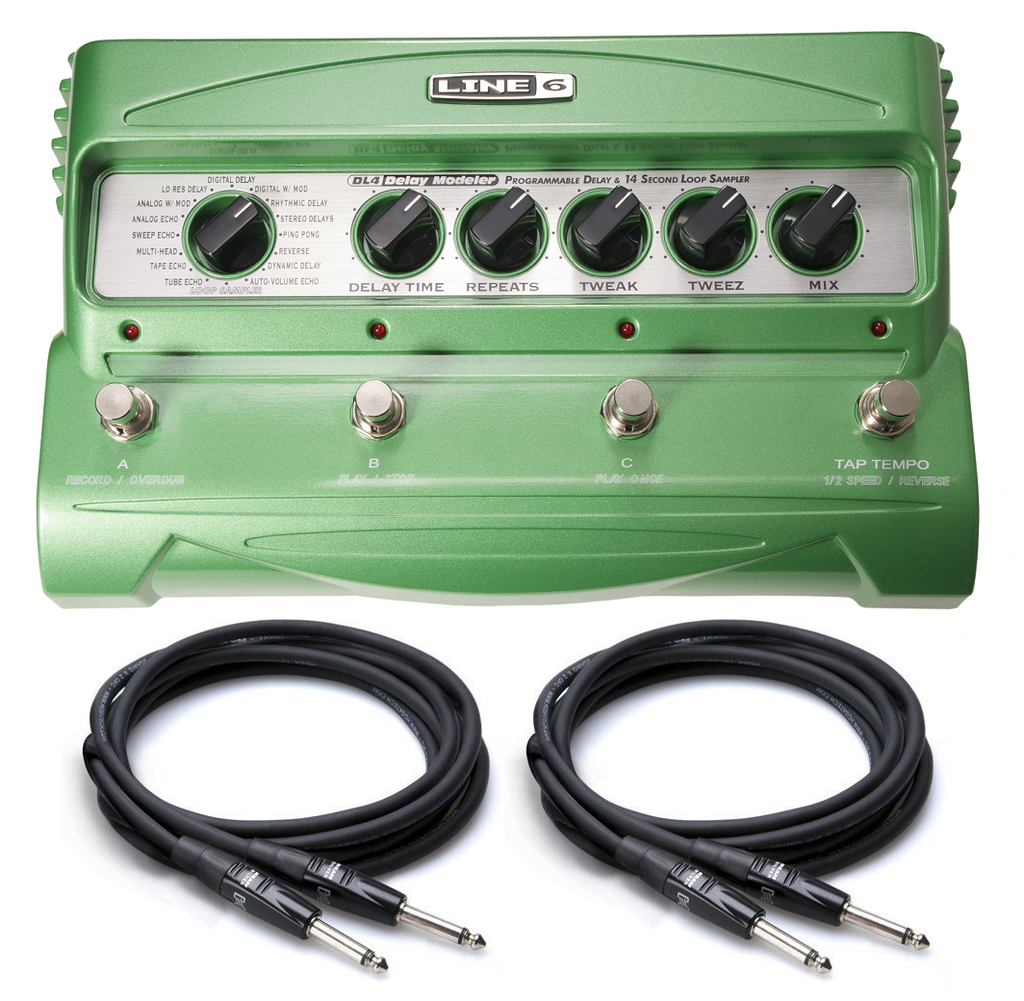 New Line 6 DL4 Delay Stompbox Modeler, green, top panel with knobs and footswitches