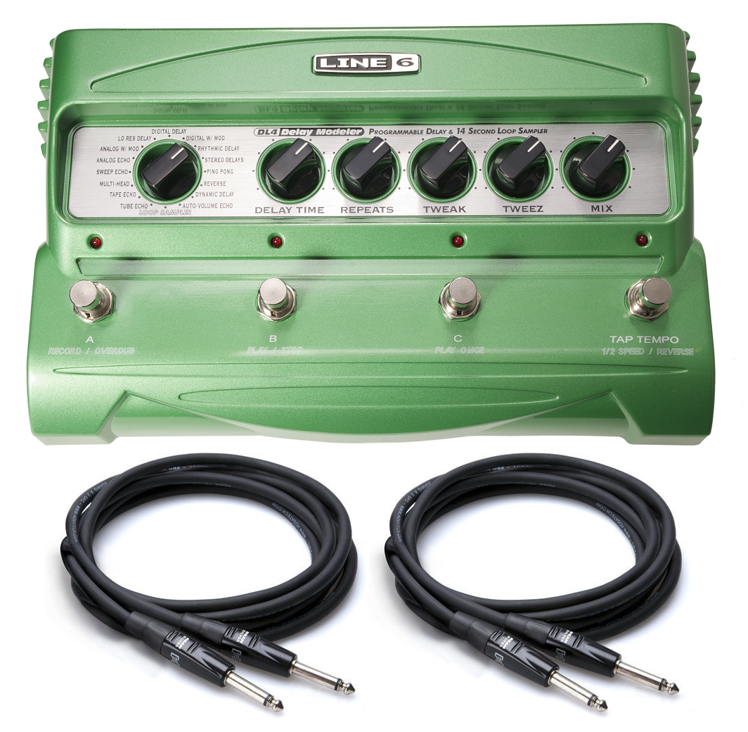 New Line 6 DL4 Delay Stompbox Modeler, green, top panel with knobs and footswitches