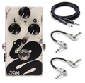 JAM Pedals Rattler distortion pedal — cream enclosure with black snake art, patch and guitar cables