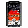 Hot Box HB-RS Rusher distortion pedal — black & red enclosure, Vol/Tone/Drive knobs