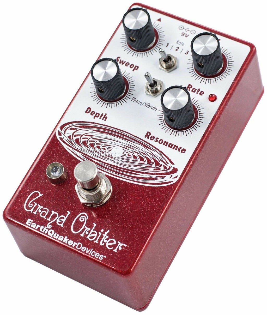 EarthQuaker Grand Orbiter V3 phaser pedal — control knobs closeup