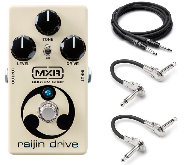 MXR CSP037 Raijin Drive overdrive distortion pedal — black, with cables