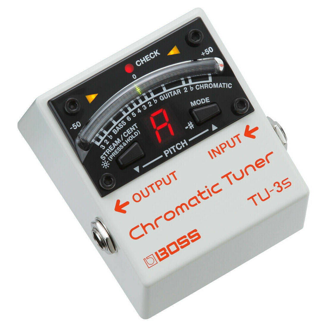 Boss TU-3S chromatic mini tuner LED meter detail