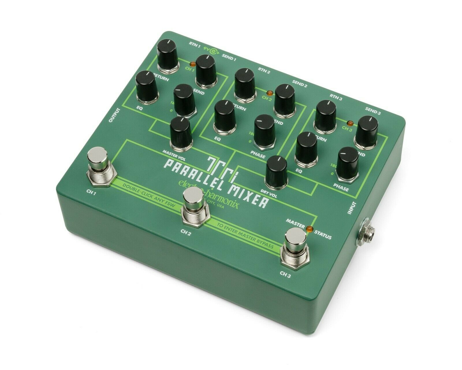 Electro-Harmonix Tri Parallel Mixer pedal, side input jacks