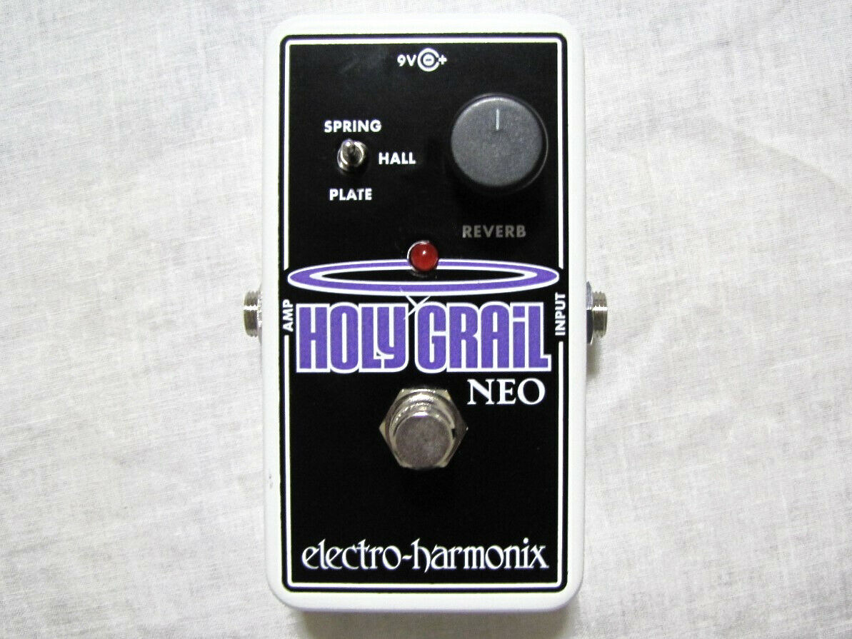 Electro-Harmonix Holy Grail Neo white reverb guitar pedal top view