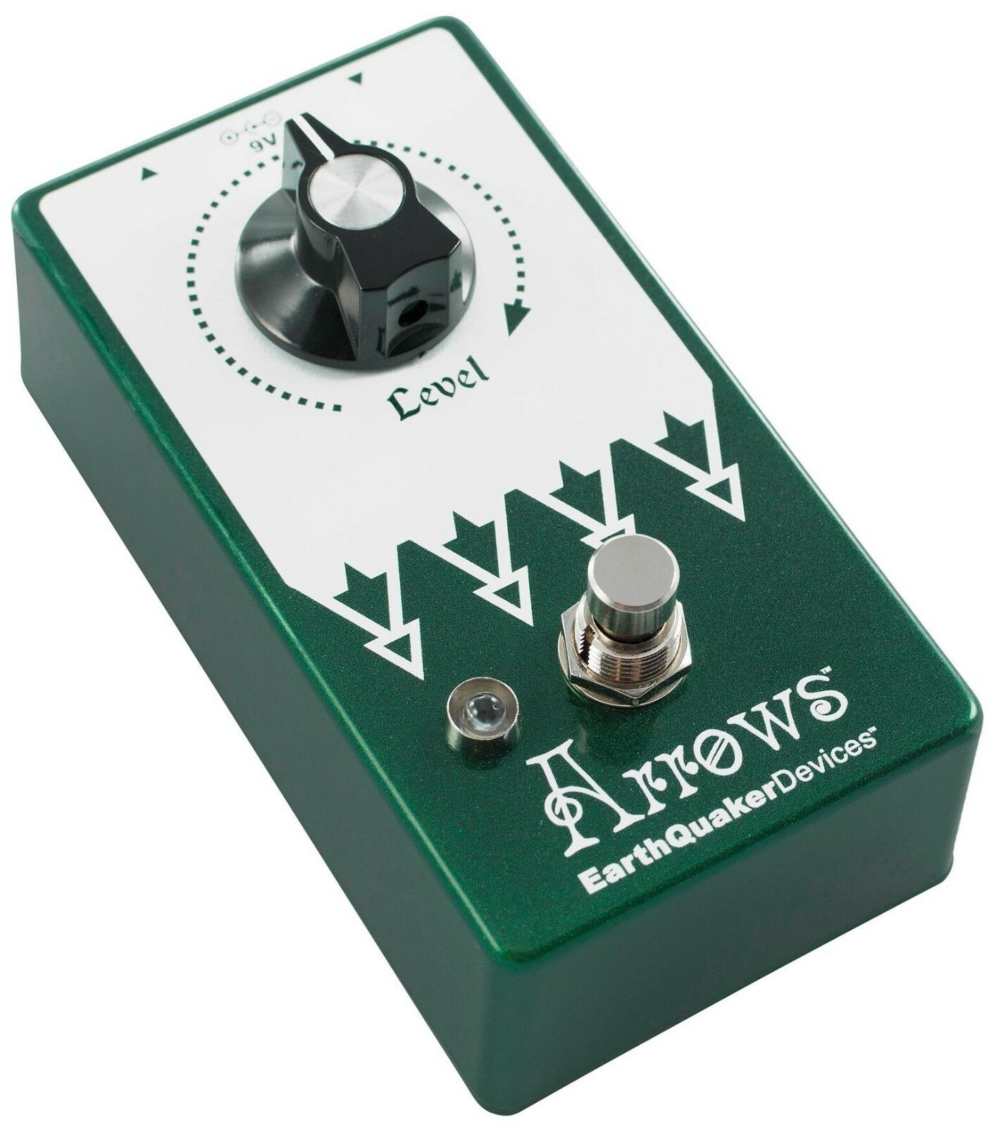 EarthQuaker Devices Arrows V2 preamp booster pedal — angled side view