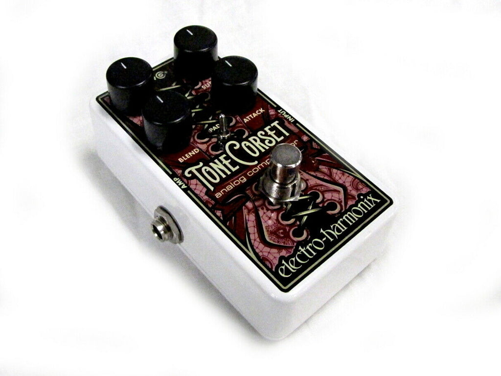Electro-Harmonix Tone Corset analog compressor pedal — knobs and controls detail