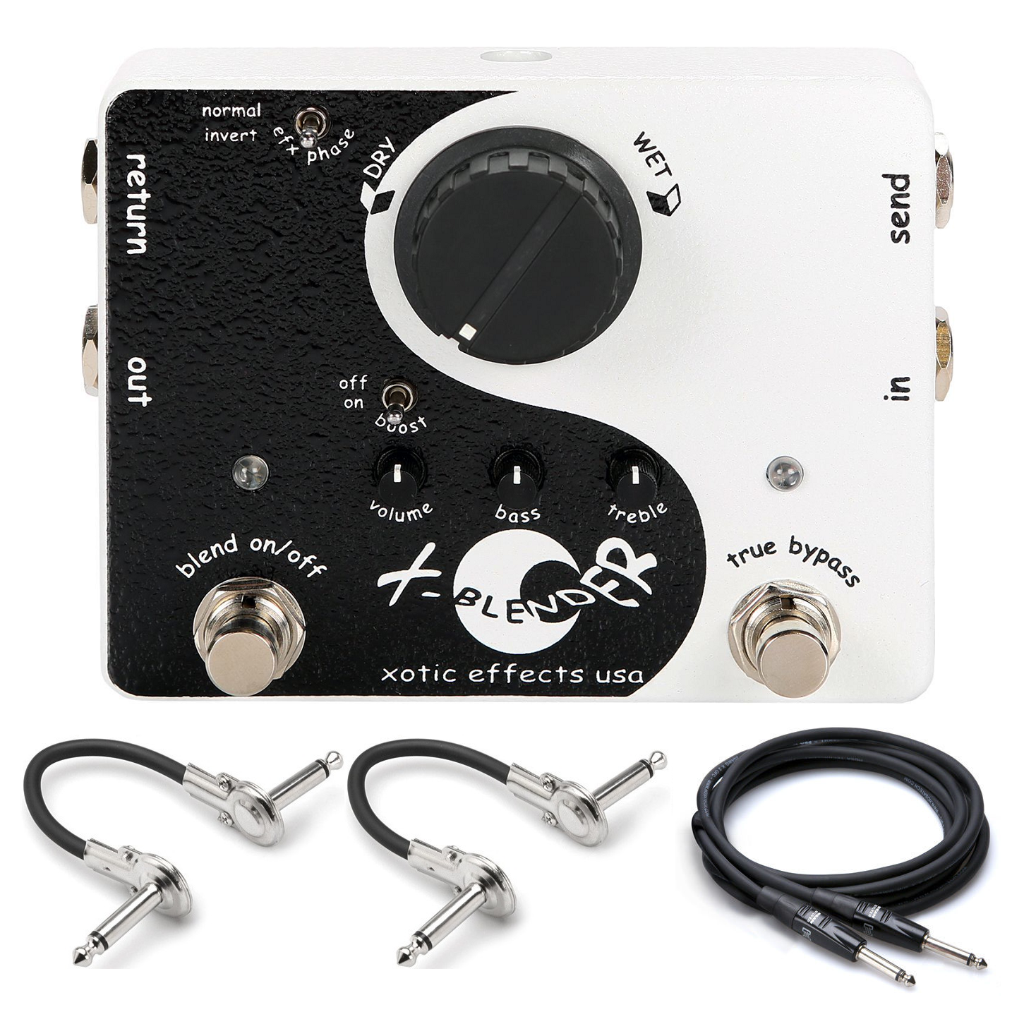 Xotic X-Blender wet/dry signal blender loop guitar pedal with included patch and guitar cables