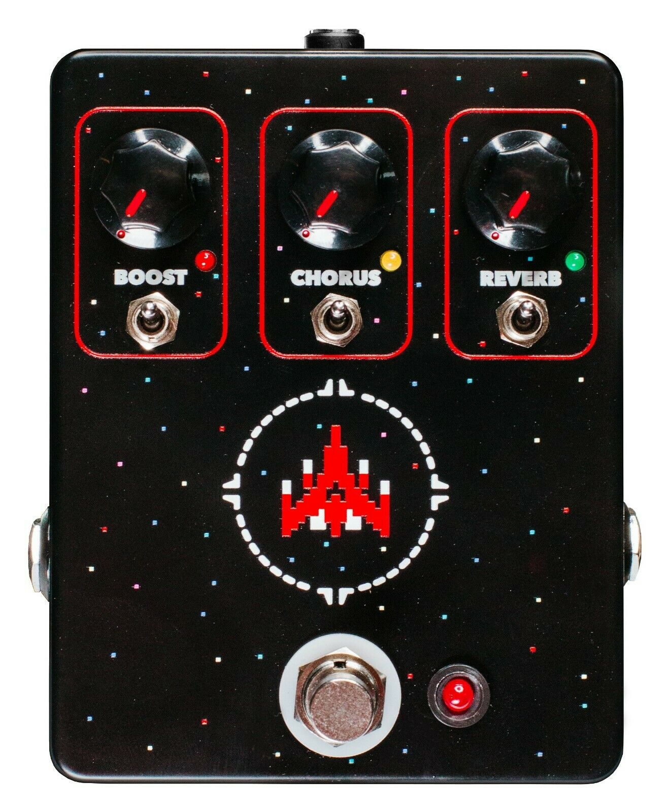 JHS Space Commander Volume Chorus Reverb Guitar Pedal - black enclosure with 3 independent effect sections