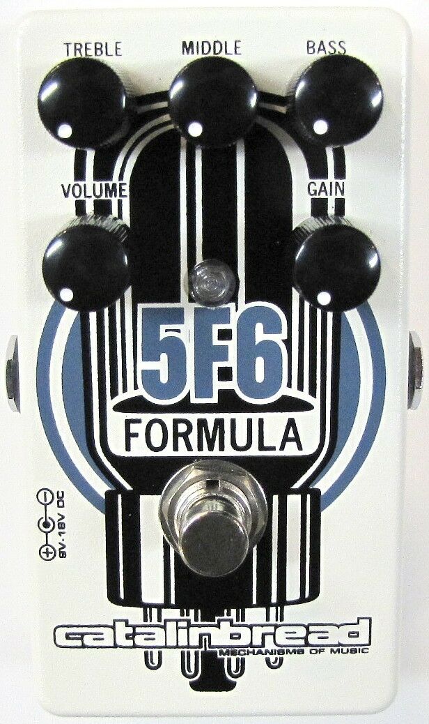 Catalinbread Formula 5F6 tweed Bassman overdrive pedal — white enclosure, top view