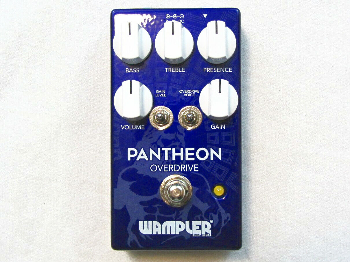 Wampler Pantheon Overdrive pedal — blue enclosure front view with knobs
