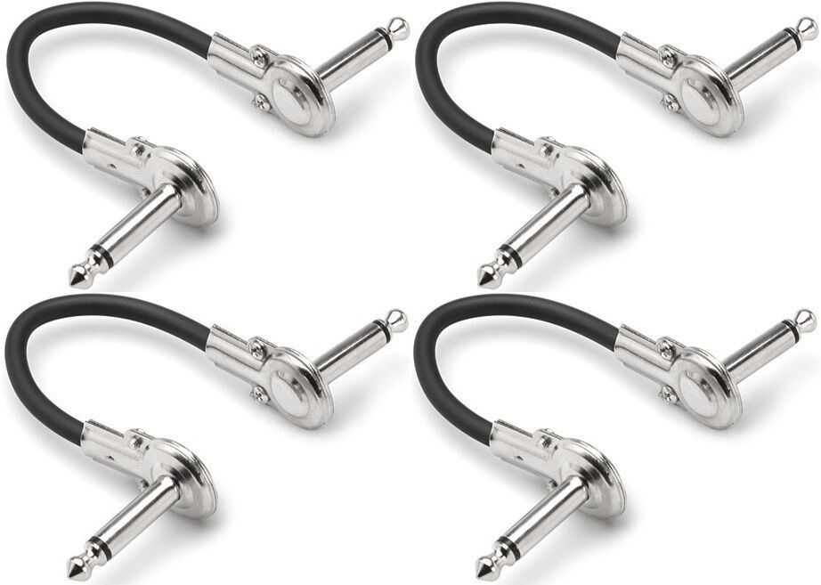 4 New Hosa Low Profile Flat Pancake Right Angle 6" Patch Cables IRG-1005 4 Pack