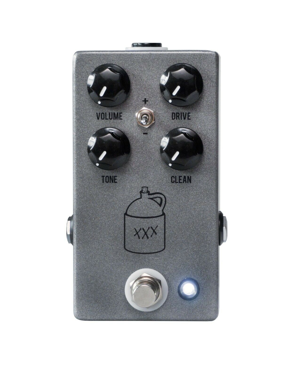 JHS Moonshine V2 overdrive pedal — gray enclosure, four knobs and jug graphic