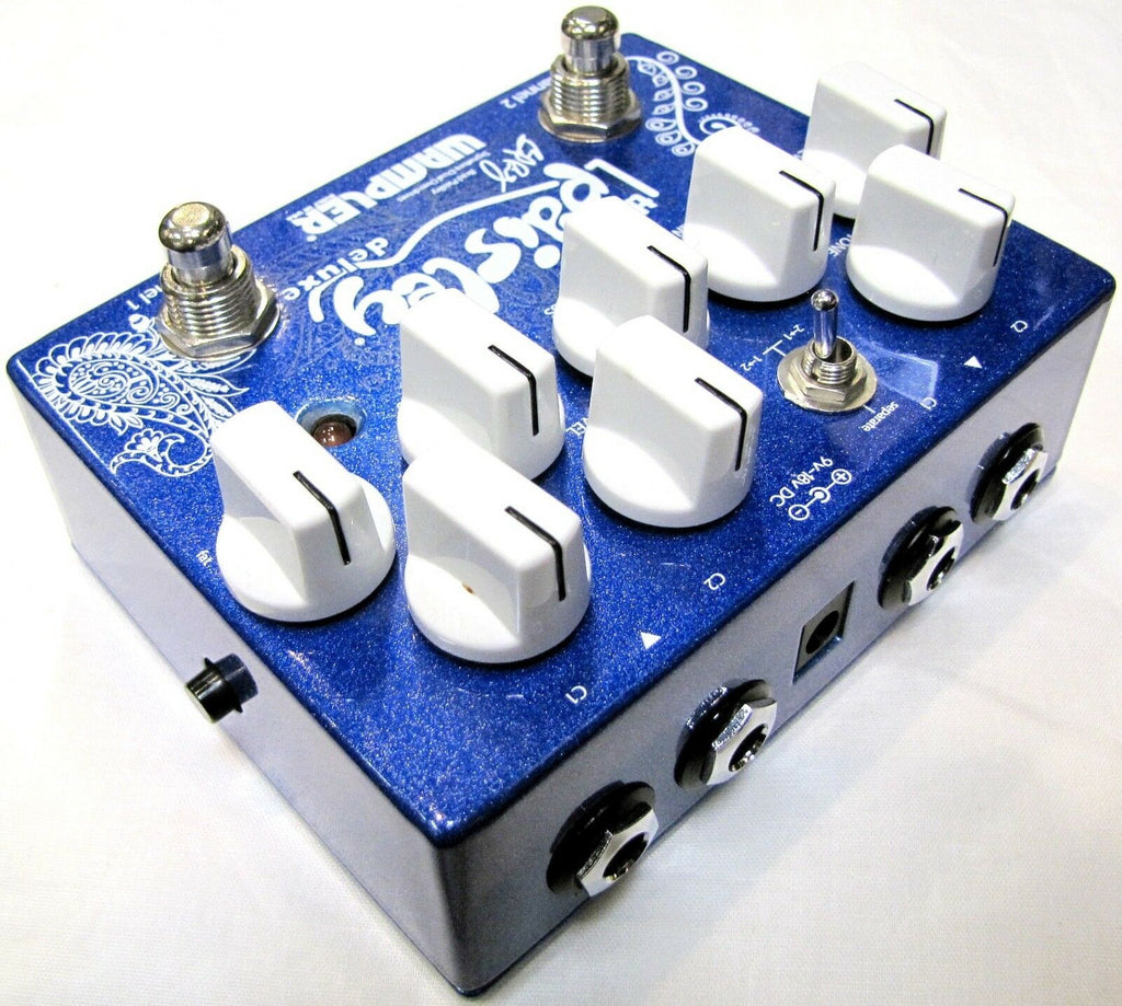 Wampler Paisley Deluxe dual overdrive pedal detail view of controls and toggle switch