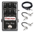 Friedman Dirty Shirley Overdrive Pedal — black enclosure with cables included, front view