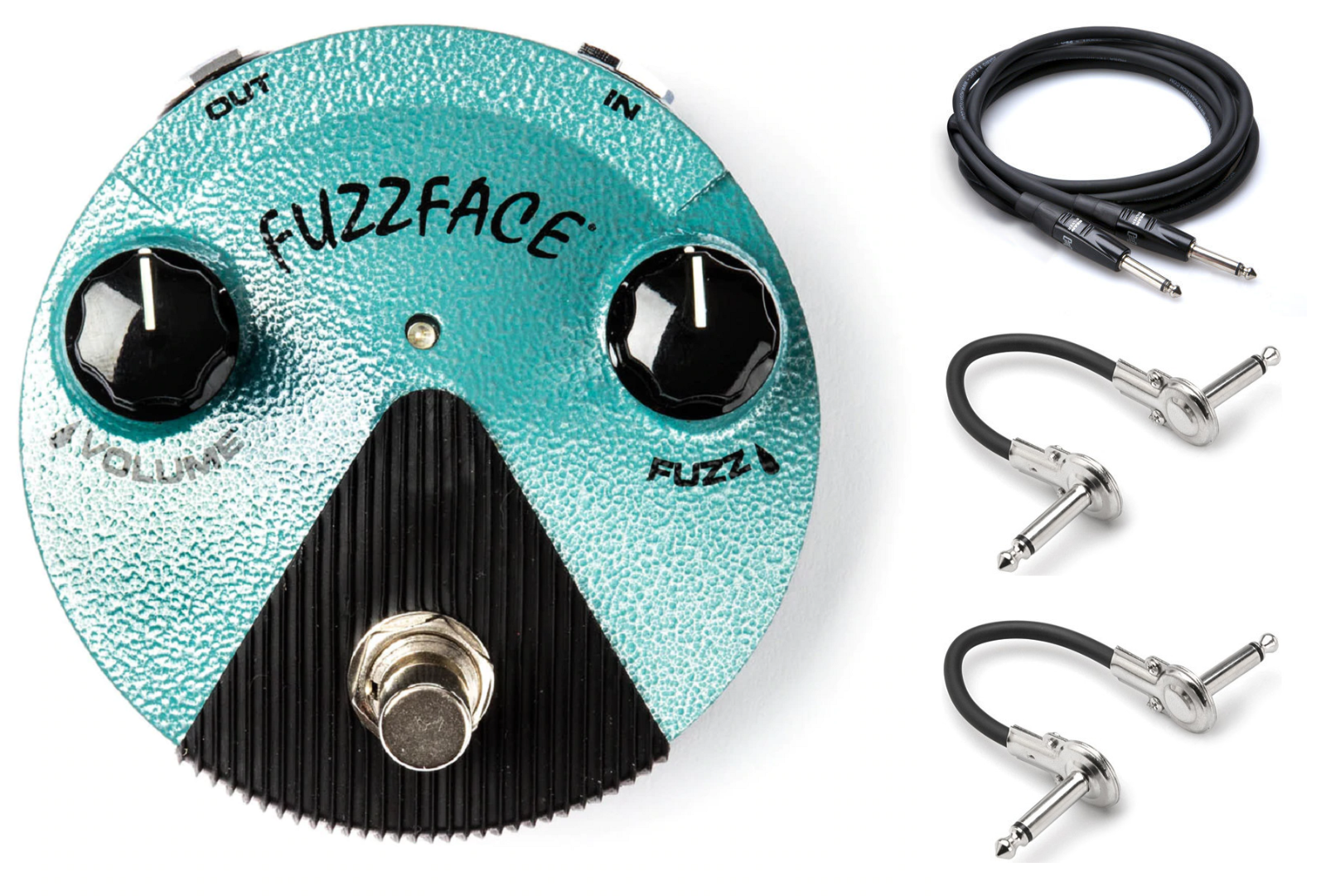 Dunlop FFM3 Jimi Hendrix Fuzz Face Mini — front with Hosa cables included