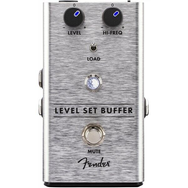 Fender Level Set Buffer pedal — silver enclosure, top view with controls