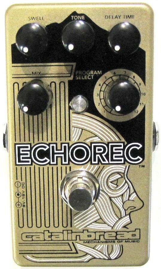 Catalinbread Echorec multi-echo delay guitar pedal — gold enclosure with Swell, Tone, Delay Time and 12-position Program Select