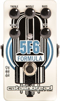 Catalinbread Formula 5F6 overdrive pedal — cream enclosure, top view with knobs