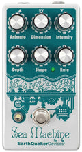EarthQuaker Devices Sea Machine V3 chorus pedal - front top view, teal and silver enclosure