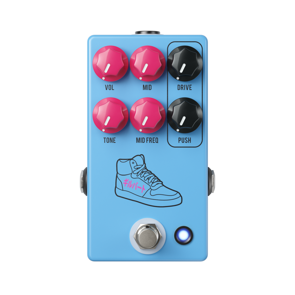 JHS PG-14 Paul Gilbert signature distortion guitar pedal — light blue enclosure with sneaker graphic