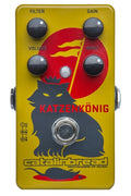 Catalinbread Katzenkonig overdrive distortion pedal, yellow enclosure with cat graphic