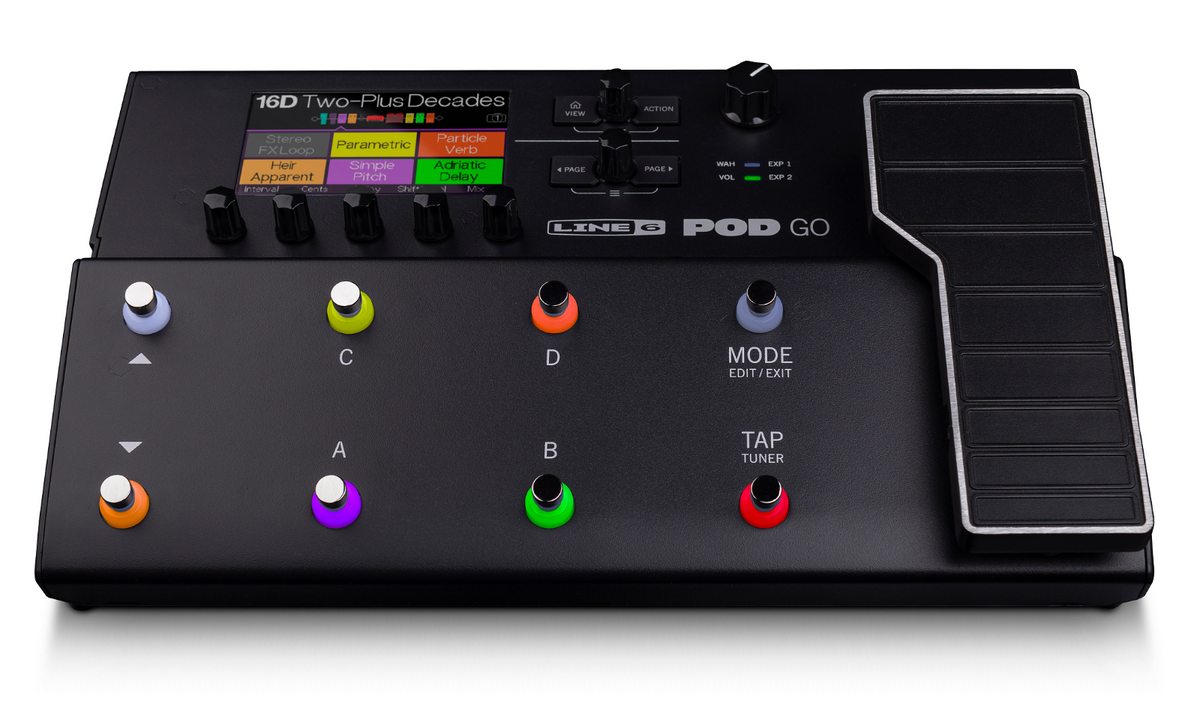 New Line 6 POD Go multi-effects pedal with color LCD screen and expression pedal, black