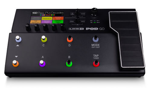 New Line 6 POD Go multi-effects pedal with color LCD screen and expression pedal, black
