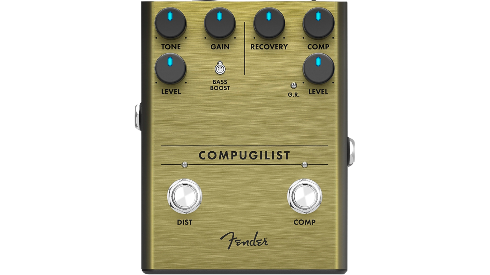 Fender Compugilist compressor/distortion pedal — with included patch and instrument cables