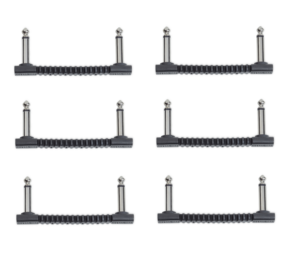 Six RockBoard Bender75 flat patch connectors, side views