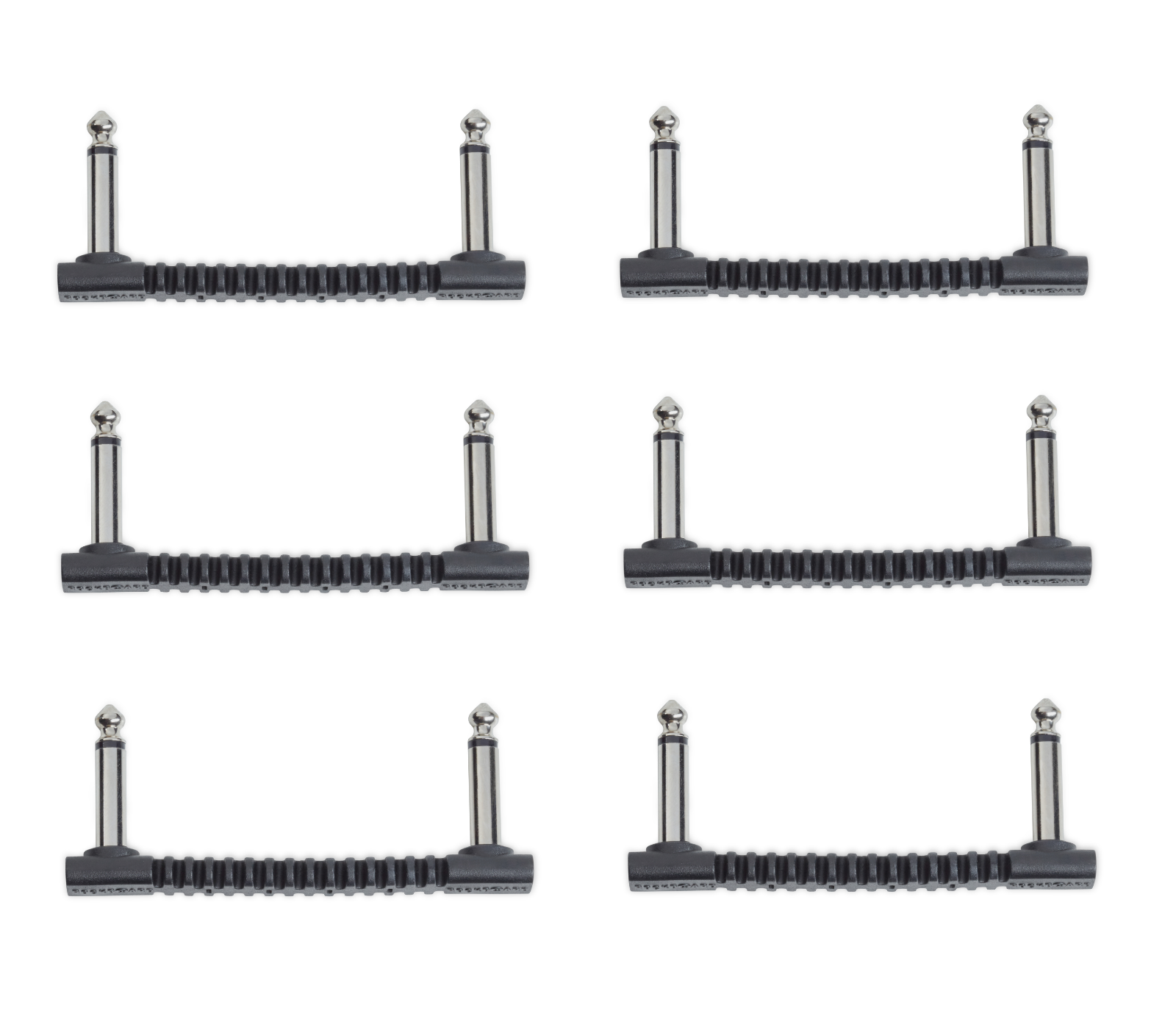 Six RockBoard Bender75 flat patch connectors, side views