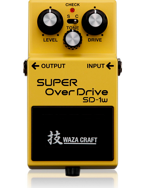 Boss SD-1W Waza Craft Super Overdrive yellow pedal top controls