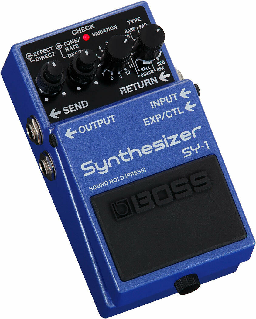 Boss SY-1 guitar synthesizer pedal angle view