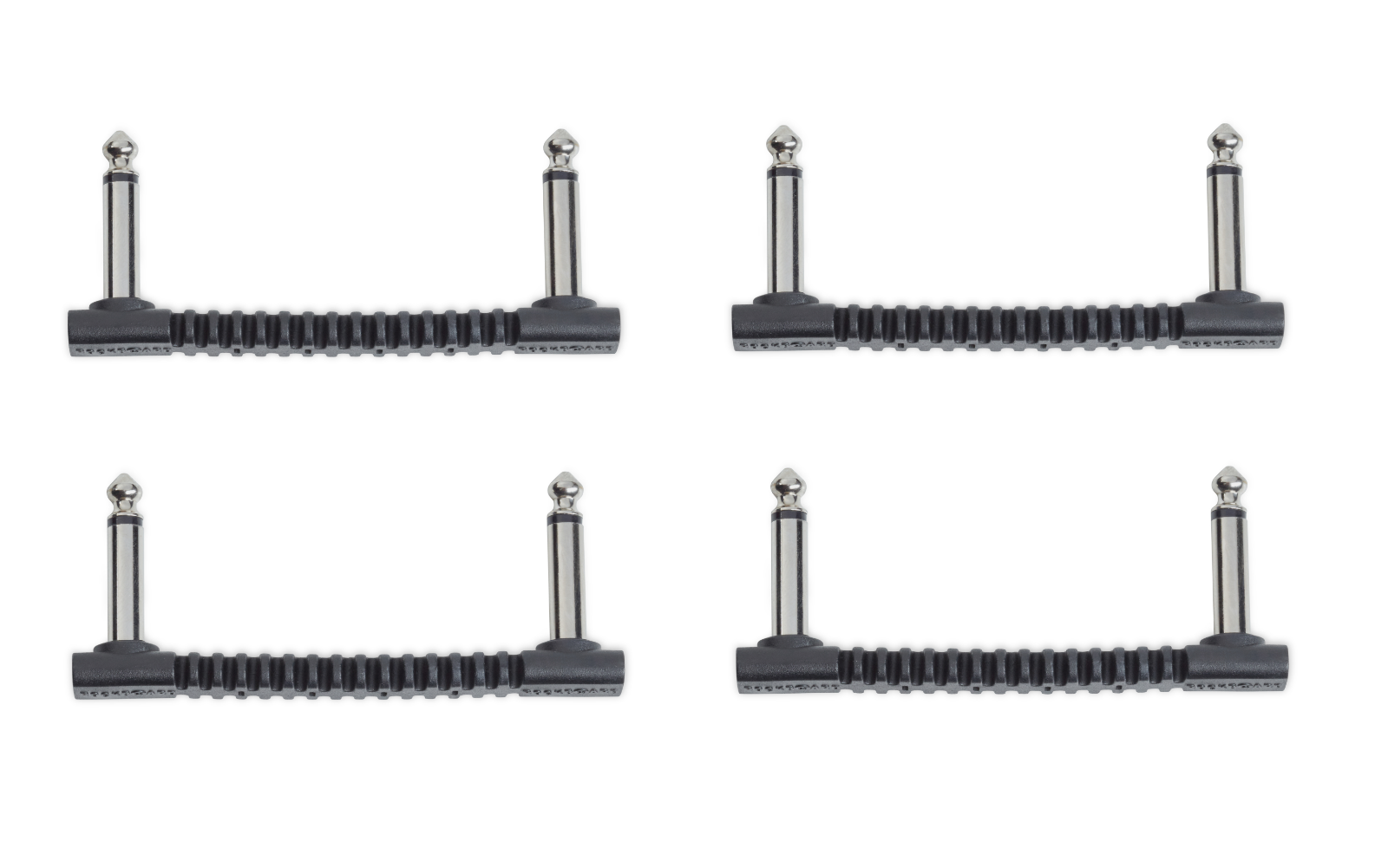 Four RockBoard Bender75 flat patch connectors, side views