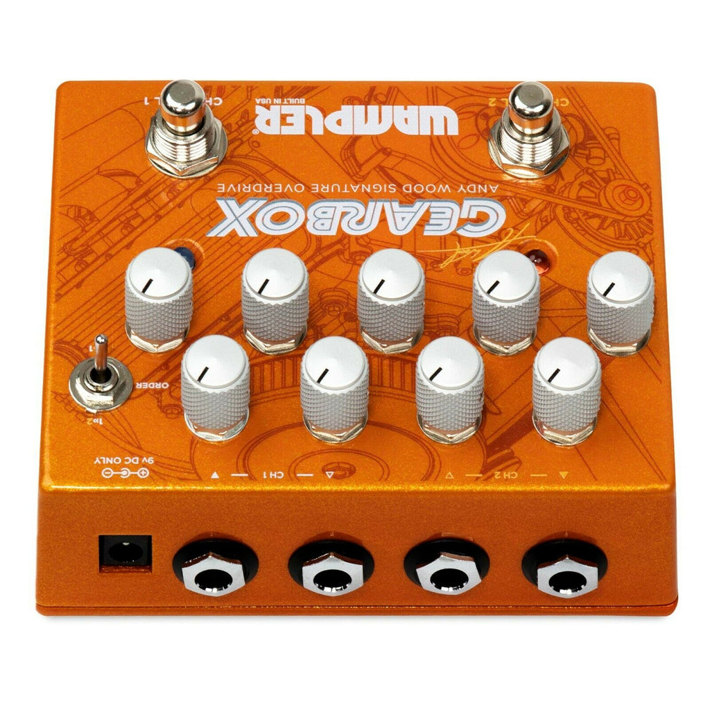 Wampler Gearbox Andy Wood dual overdrive pedal — footswitch view