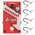 DigiTech Drop polyphonic drop tune pedal in red with included patch cables — top view
