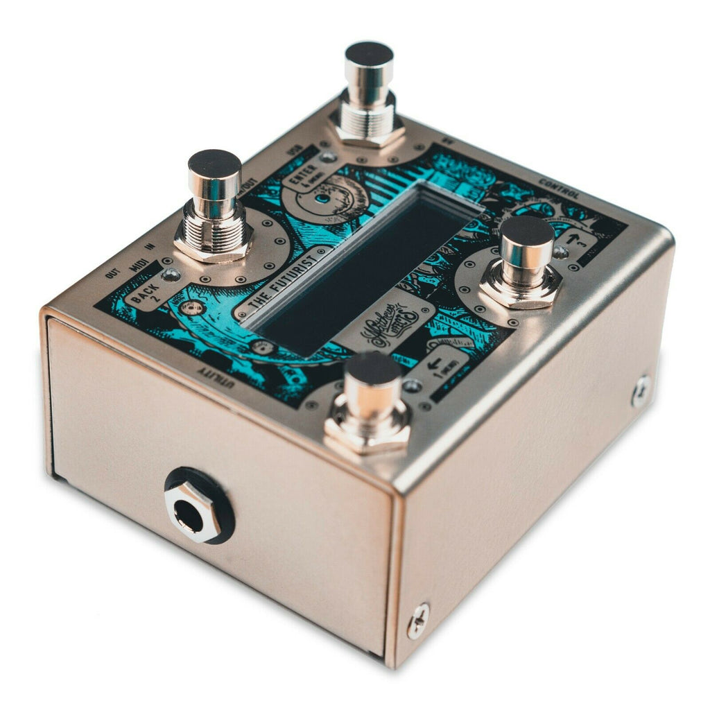 Matthews Effects The Futurist MIDI controller — side jacks and connections