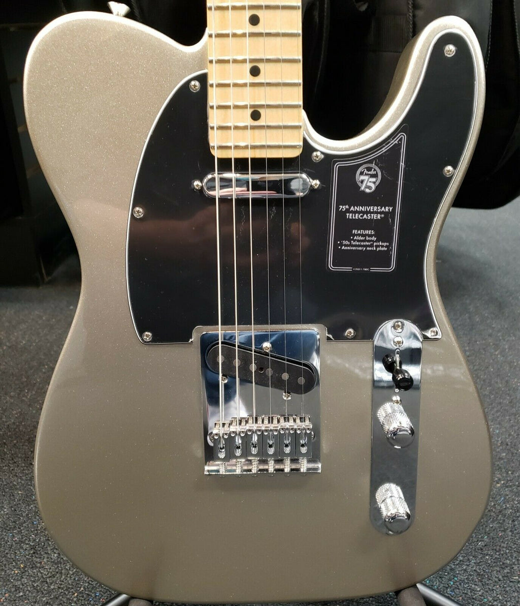 New Fender 75th Anniversary Telecaster, Diamond Anniversary metallic, body front
