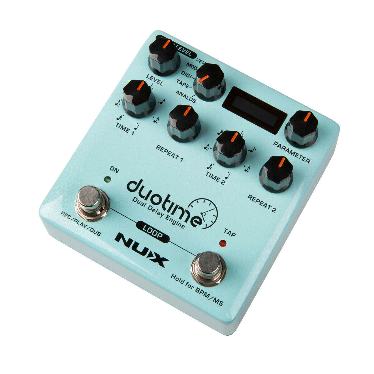 NUX Duotime NDD-6 delay pedal — stereo input output jacks