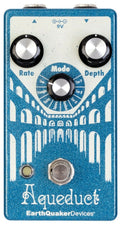 EarthQuaker Devices Aqueduct Vibrato Pedal - blue sparkle enclosure, front view