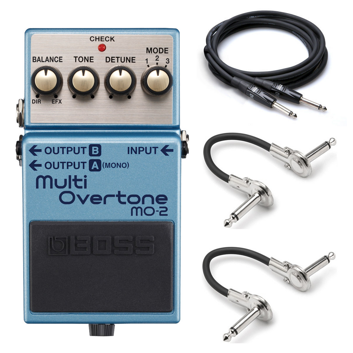 Boss MO-2 Multi Overtone MDP guitar pedal — blue enclosure with cables included