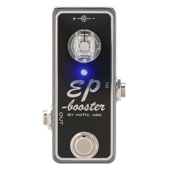 New Xotic EP Booster chrome boost pedal, angle view