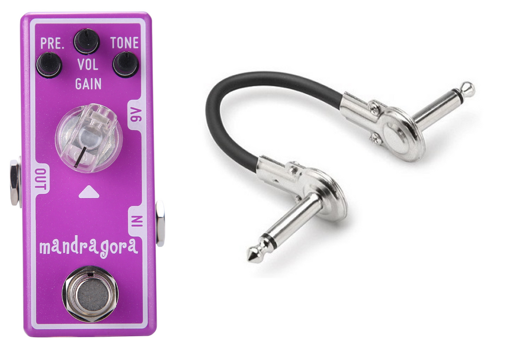 Tone City T5 Mandragora purple overdrive pedal with included Hosa metal patch cable