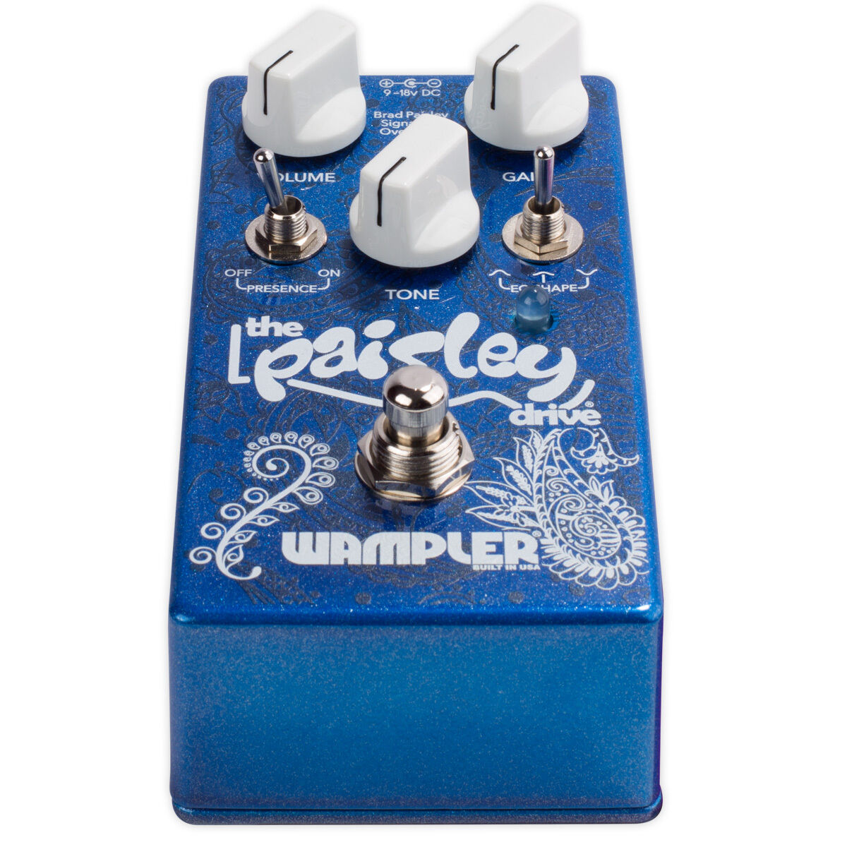 Wampler Paisley Drive — side profile showing I/O jacks and power jack