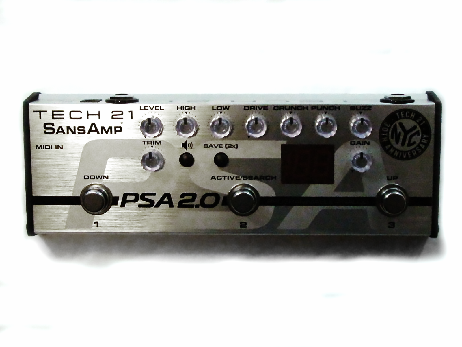 Tech 21 SansAmp PSA 2.0 preamp pedal — black body, silver top panel
