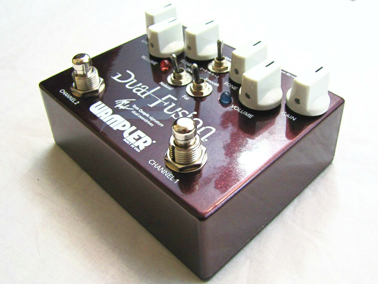 Wampler Dual Fusion V2 dual overdrive pedal showing Channel 1 and Channel 2 footswitches