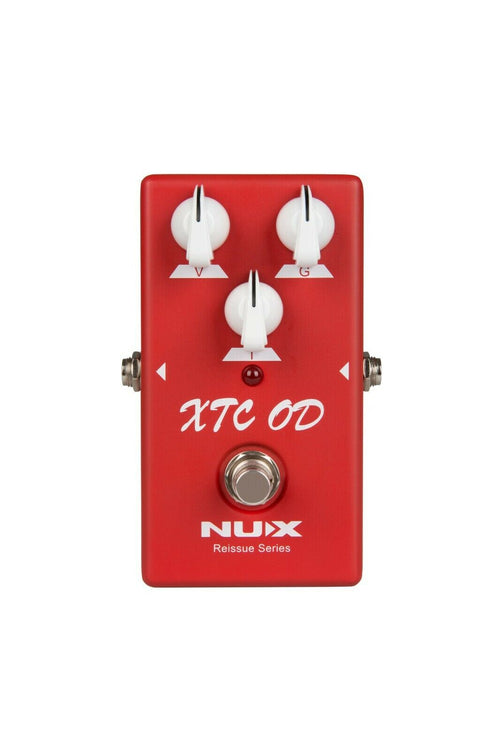 NUX XTC OD overdrive guitar pedal — red enclosure, front view