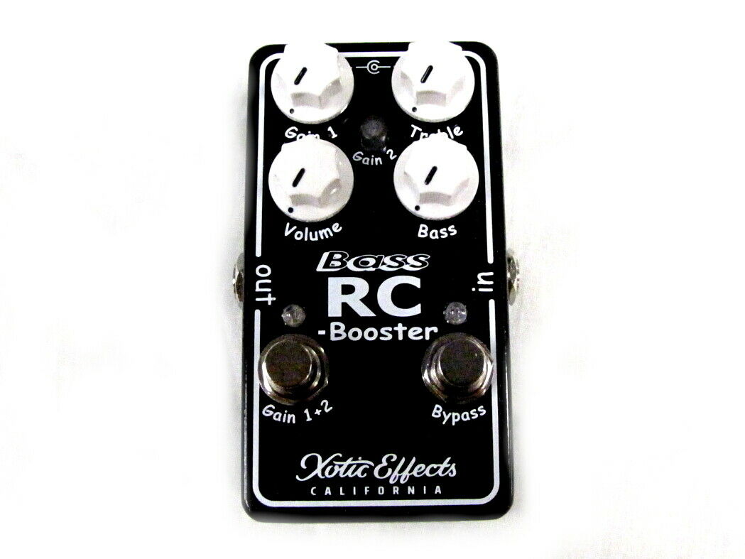Xotic Bass RC Booster V2 bass boost pedal — black, top view